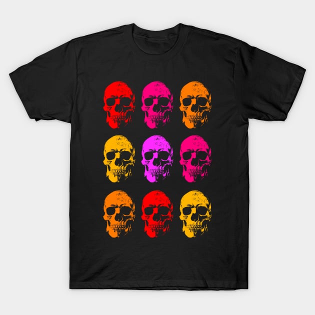 colorful linear skull art T-Shirt by R LANG GRAPHICS